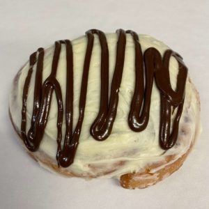 Glazed Fried Cinnamon with Cream Cheese & Chocolate Drizzle Donut